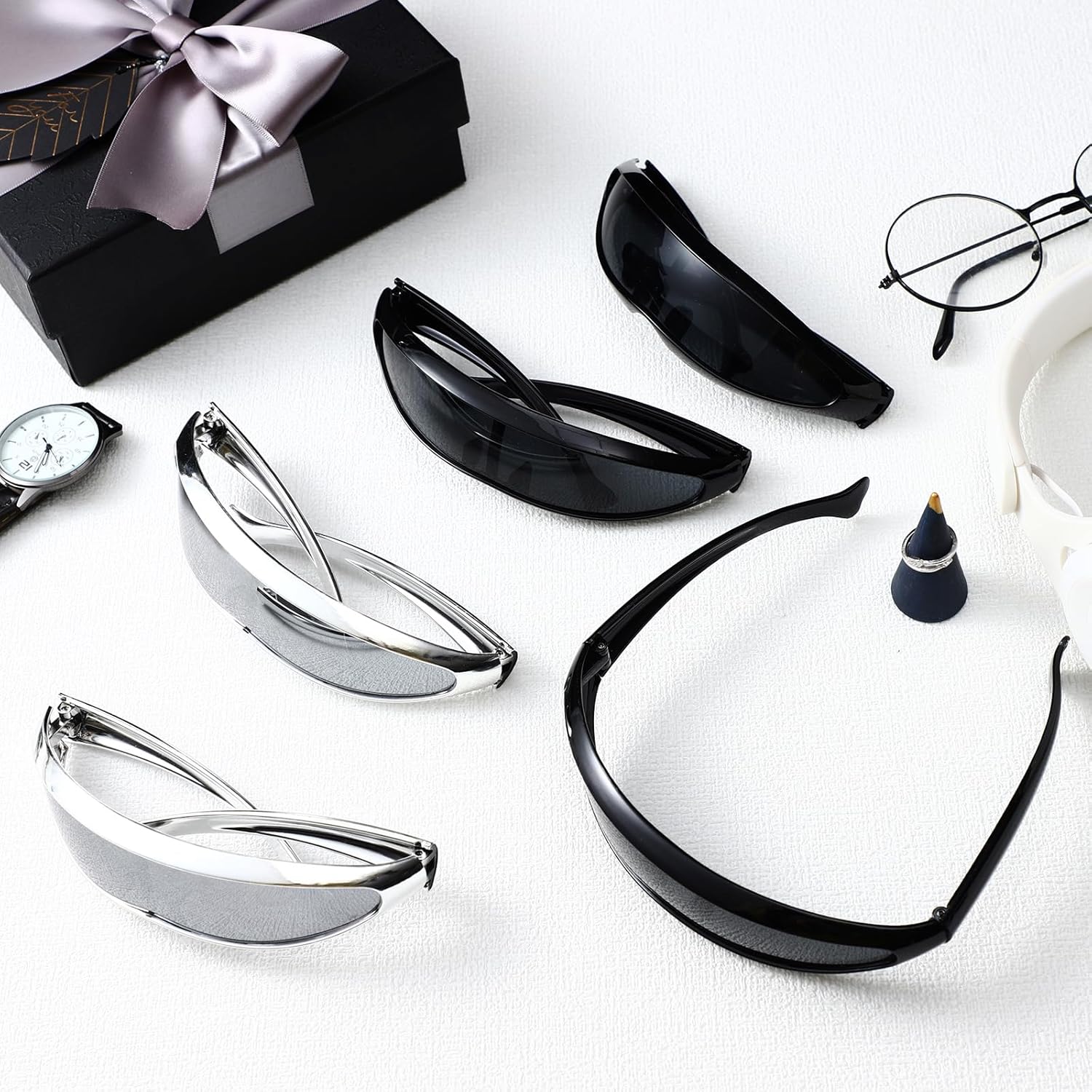 12 Pairs 80s Futuristic Narrow Cyber Visor Sunglasses Futuristic Shield Sunglasses Glasses Accessories for Costume Cosplay - Image 3