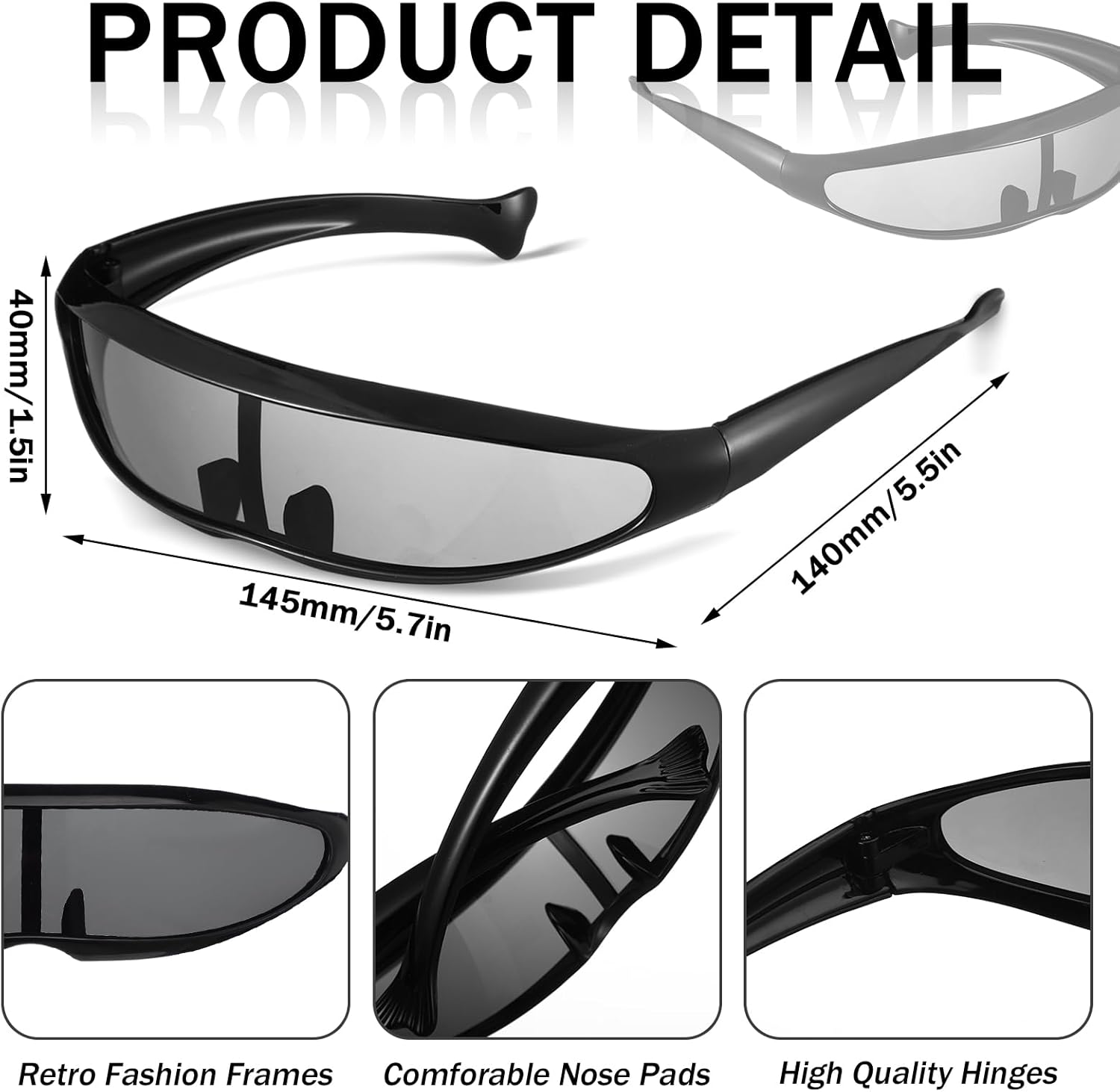 12 Pairs 80s Futuristic Narrow Cyber Visor Sunglasses Futuristic Shield Sunglasses Glasses Accessories for Costume Cosplay - Image 2