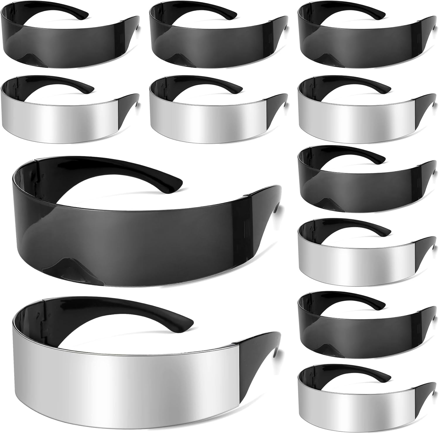 12 Pairs 80s Futuristic Narrow Cyber Visor Sunglasses Futuristic Shield Sunglasses Glasses Accessories for Costume Cosplay - Image 8