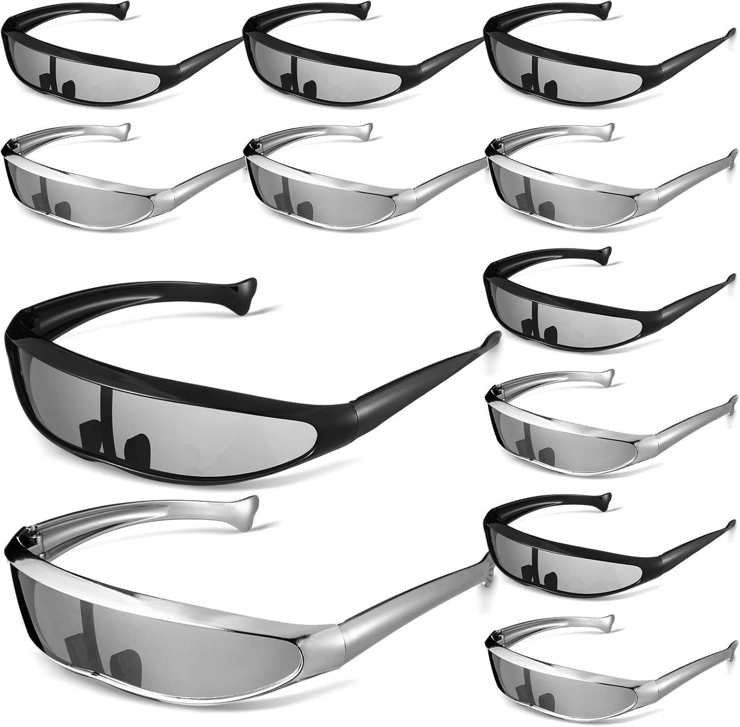 12 Pairs 80s Futuristic Narrow Cyber Visor Sunglasses Futuristic Shield Sunglasses Glasses Accessories for Costume Cosplay