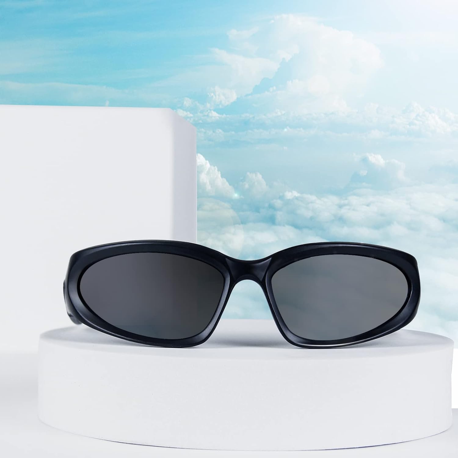 3 Pairs Y2K Wrap Around Sunglasses Trendy Silver Glasses Oval Black Shades Sporty Futuristic Aesthetic for Women Men Rave - Image 7
