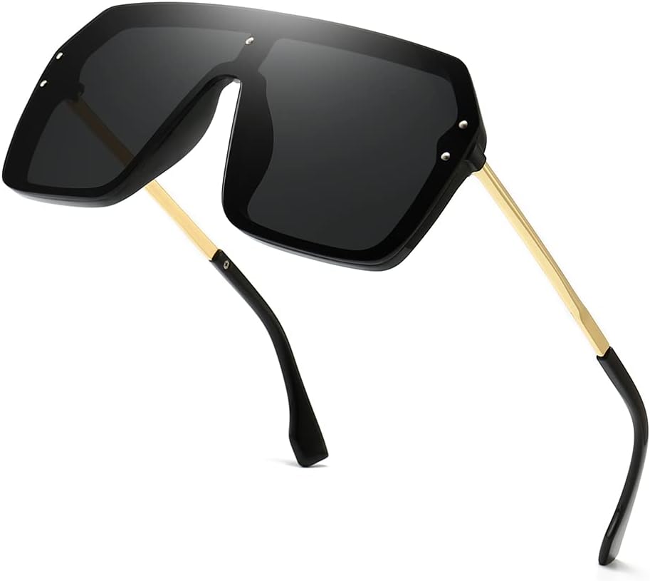 BOJOD Oversized Sunglasses for Women Trendy One Piece Flat Top Rimless Sunglasses Siamese Big Large Shades - Image 13