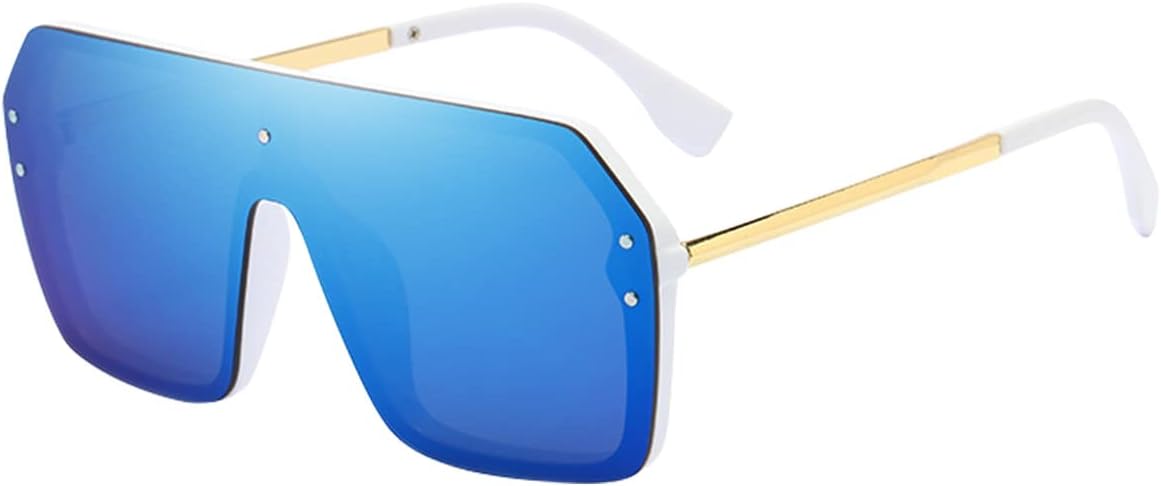 BOJOD Oversized Sunglasses for Women Trendy One Piece Flat Top Rimless Sunglasses Siamese Big Large Shades - Image 14
