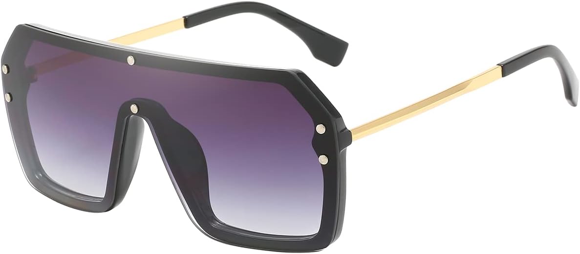 BOJOD Oversized Sunglasses for Women Trendy One Piece Flat Top Rimless Sunglasses Siamese Big Large Shades - Image 10