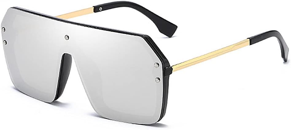 BOJOD Oversized Sunglasses for Women Trendy One Piece Flat Top Rimless Sunglasses Siamese Big Large Shades - Image 9