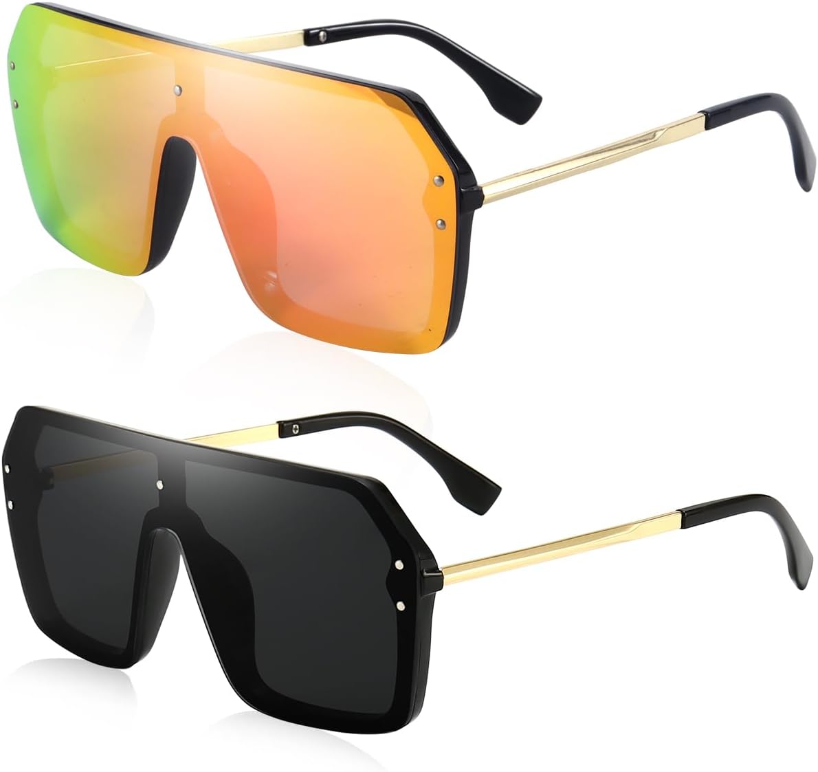 BOJOD Oversized Sunglasses for Women Trendy One Piece Flat Top Rimless Sunglasses Siamese Big Large Shades - Image 11