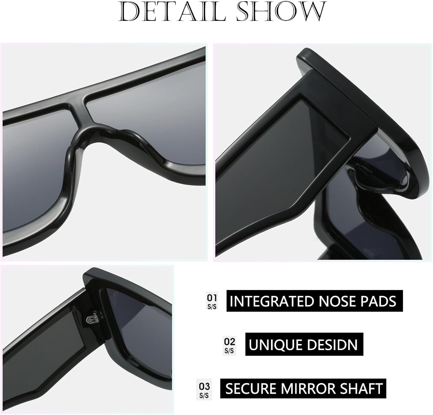 Bsreyeop Fashion Mask Sunglasses for Women Men Futuristic Shield Sun Glasses Oversized Flat Top Sunnies - Image 5