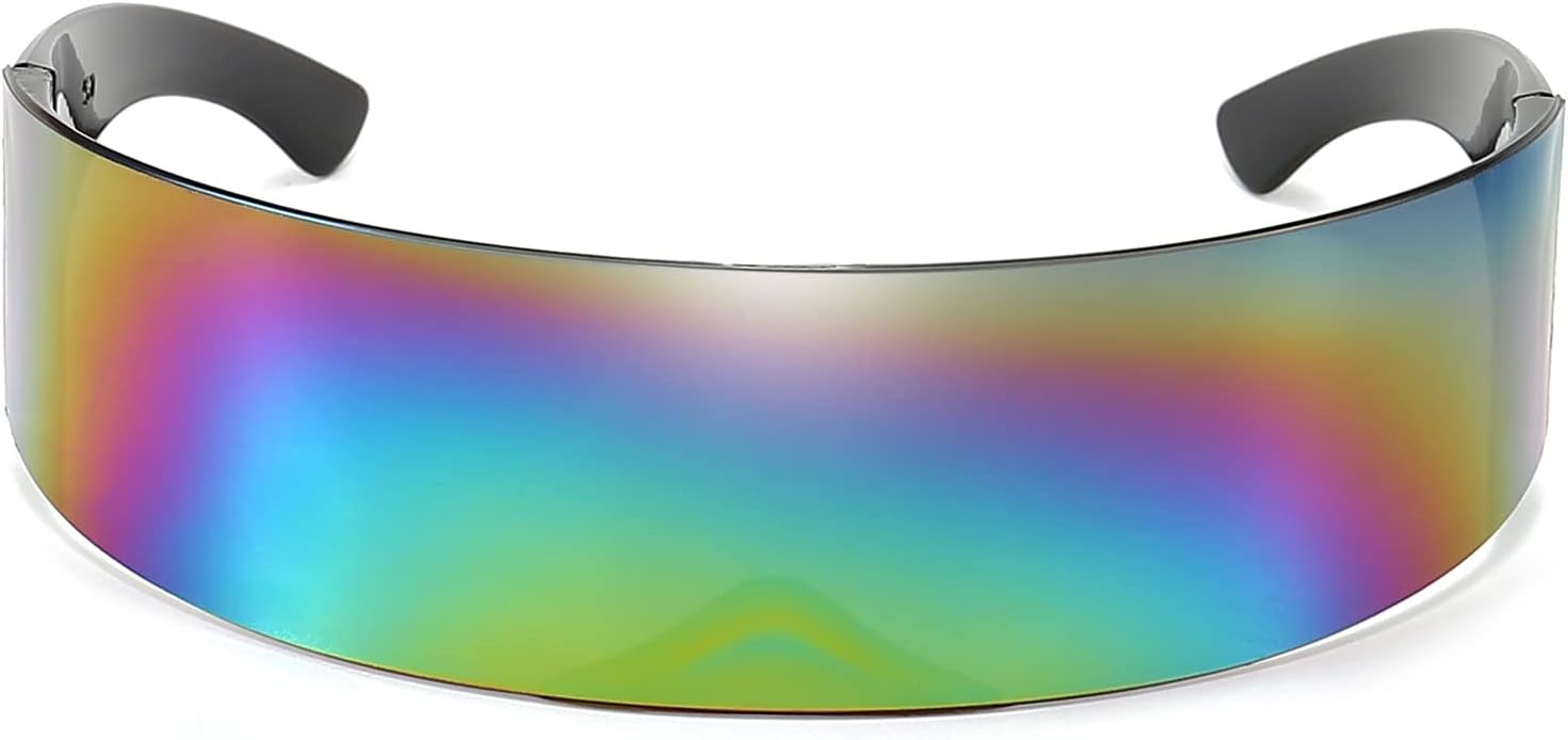 Dollger Futuristic Sunglasses Y2K Space Cyclops Wrap Around Glasses Rimless Translucent Mirrored Lens - Image 16