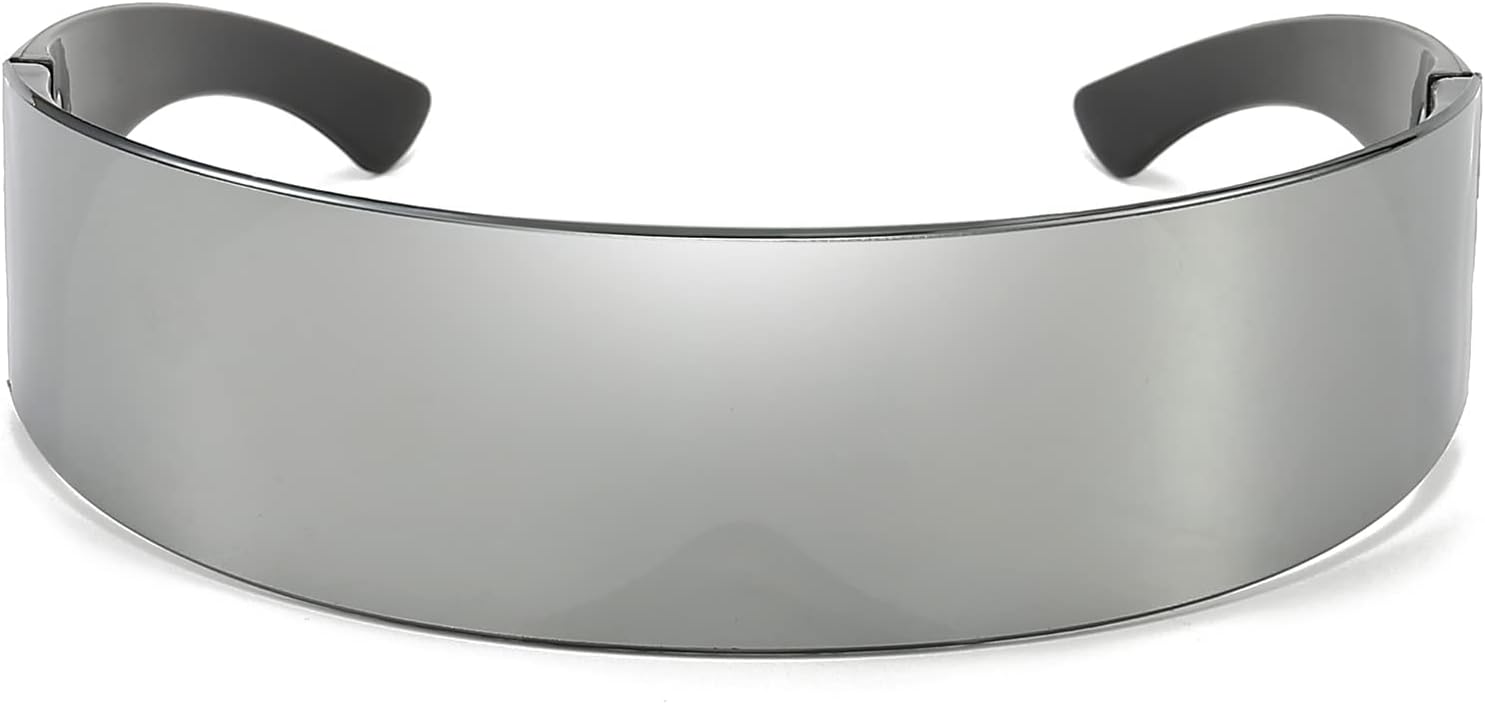 Dollger Futuristic Sunglasses Y2K Space Cyclops Wrap Around Glasses Rimless Translucent Mirrored Lens - Image 6
