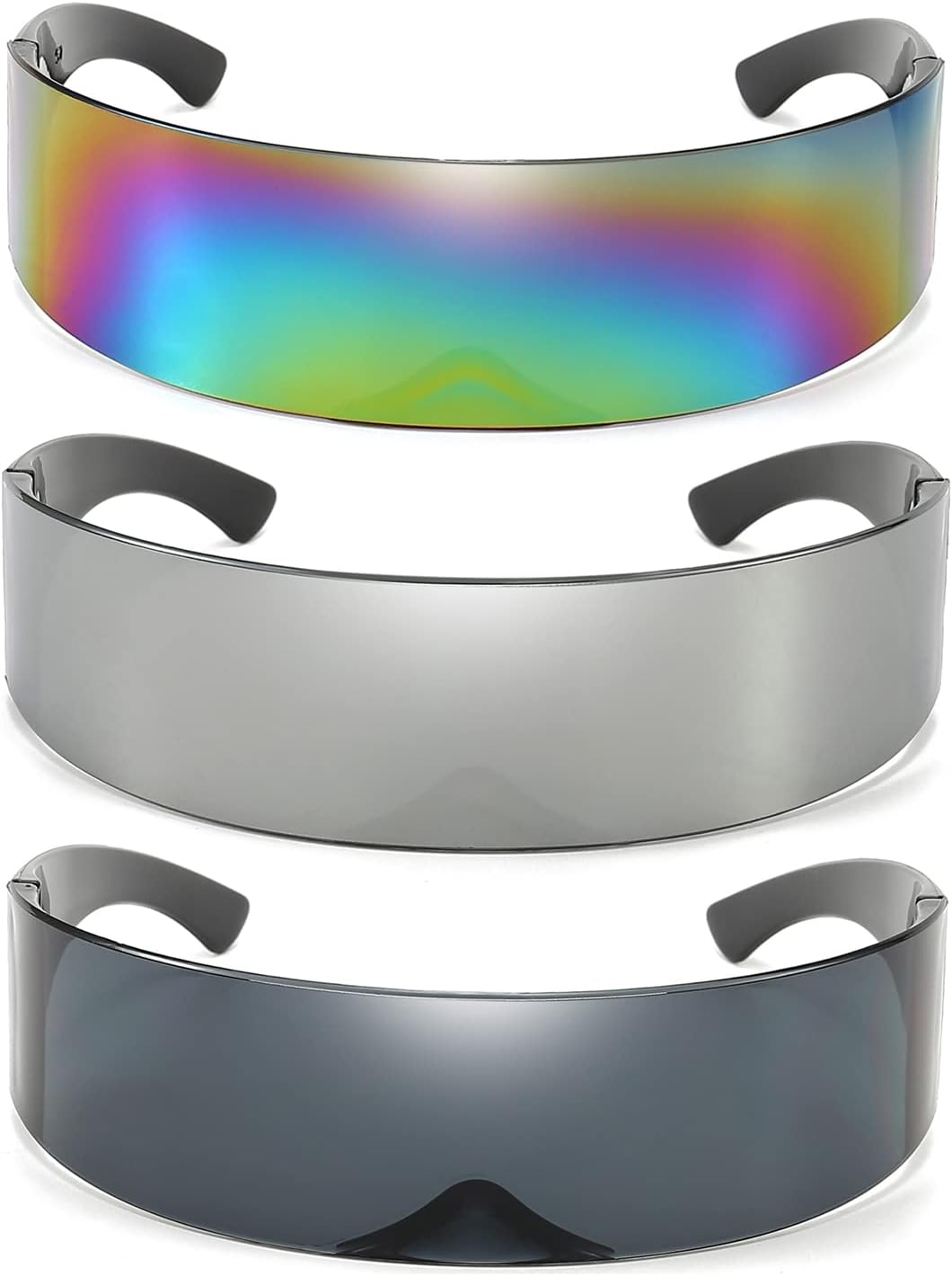 Dollger Futuristic Sunglasses Y2K Space Cyclops Wrap Around Glasses Rimless Translucent Mirrored Lens - Image 15