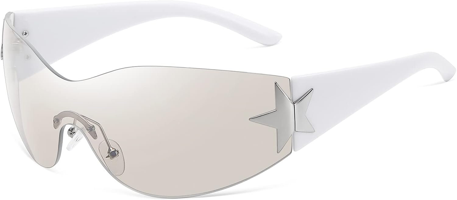 Eiuizah Y2k Sunglasses for Women Men Shield Wrap Around Fashion Sunglasses Trendy Oversized Frameless Sun Glasses - Image 8