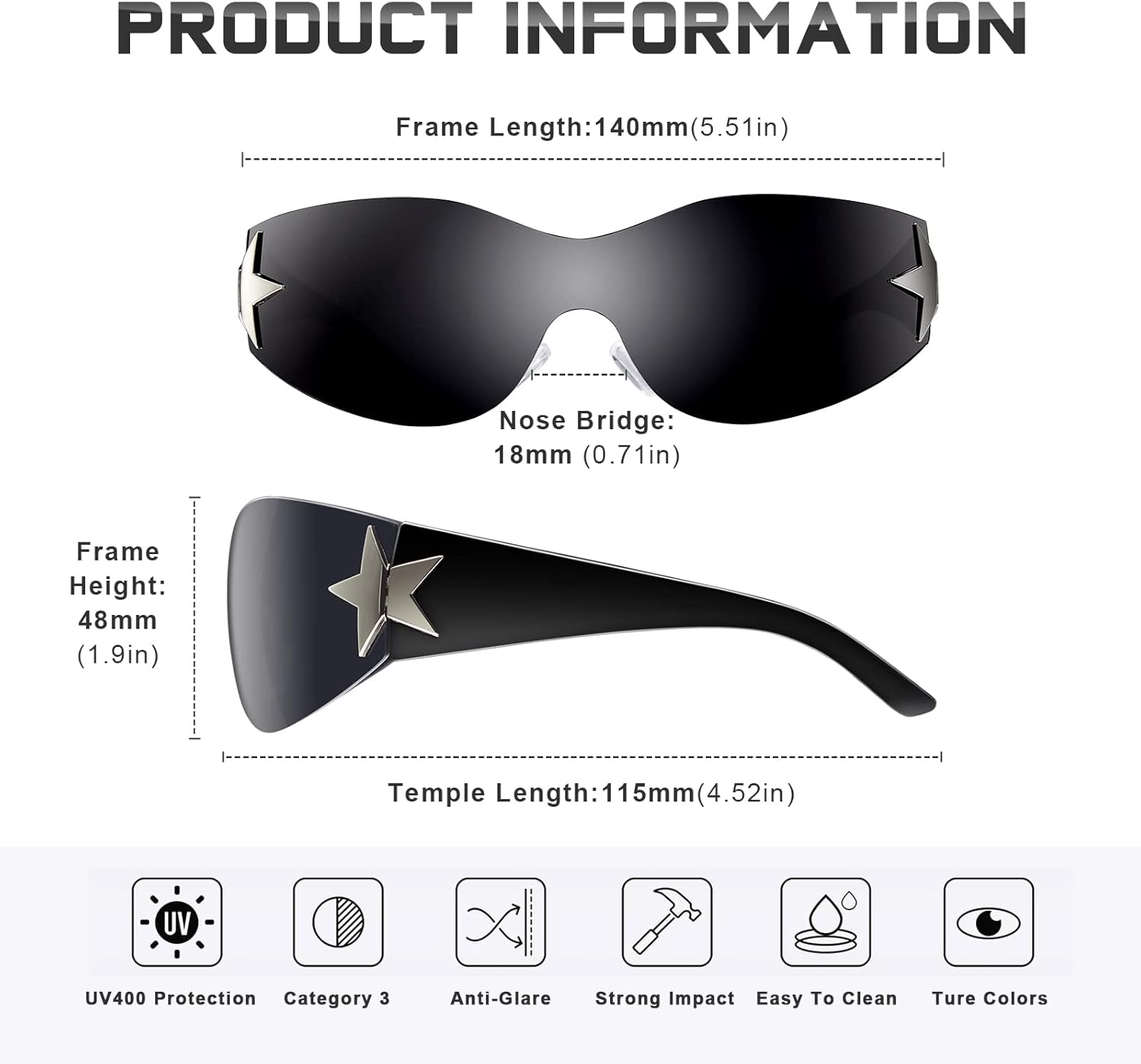 Eiuizah Y2k Sunglasses for Women Men Shield Wrap Around Fashion Sunglasses Trendy Oversized Frameless Sun Glasses - Image 4
