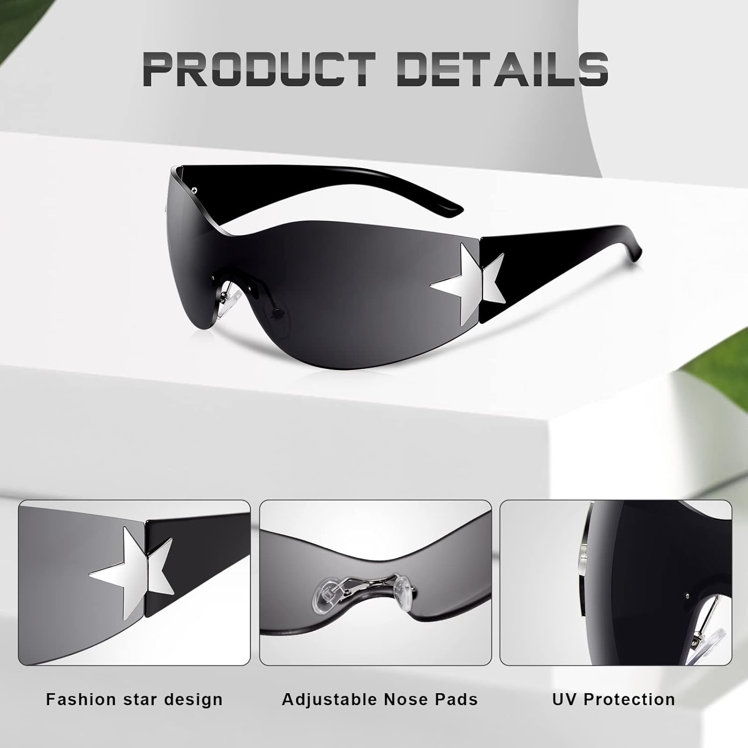 Eiuizah Y2k Sunglasses for Women Men Shield Wrap Around Fashion Sunglasses Trendy Oversized Frameless Sun Glasses - Image 5