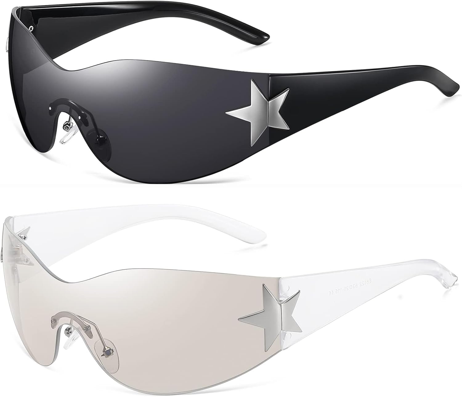 Eiuizah Y2k Sunglasses for Women Men Shield Wrap Around Fashion Sunglasses Trendy Oversized Frameless Sun Glasses