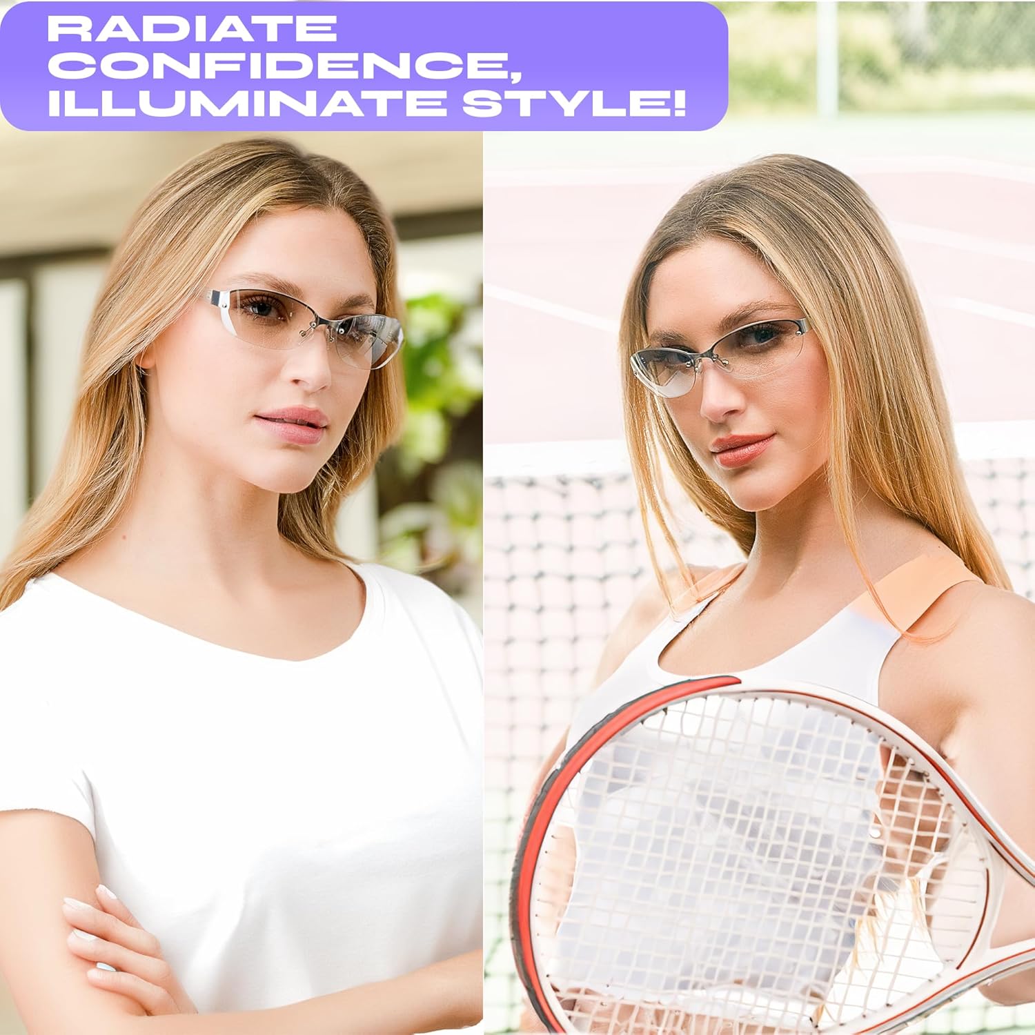 FBL Semi-Rimless Clear Smoke Tinted Eyeglasses Wrap Sunglasses A216 - Image 3