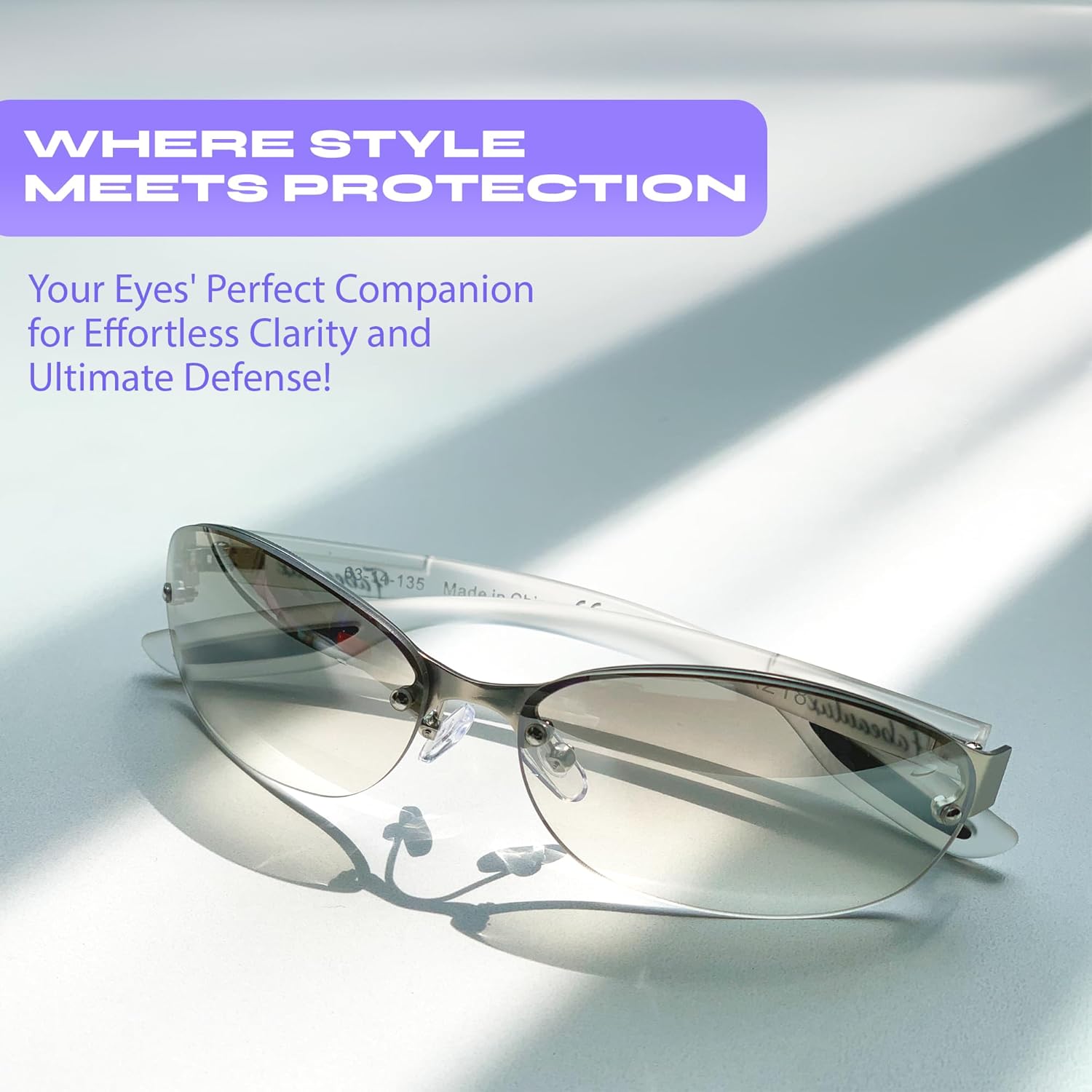 FBL Semi-Rimless Clear Smoke Tinted Eyeglasses Wrap Sunglasses A216 - Image 6