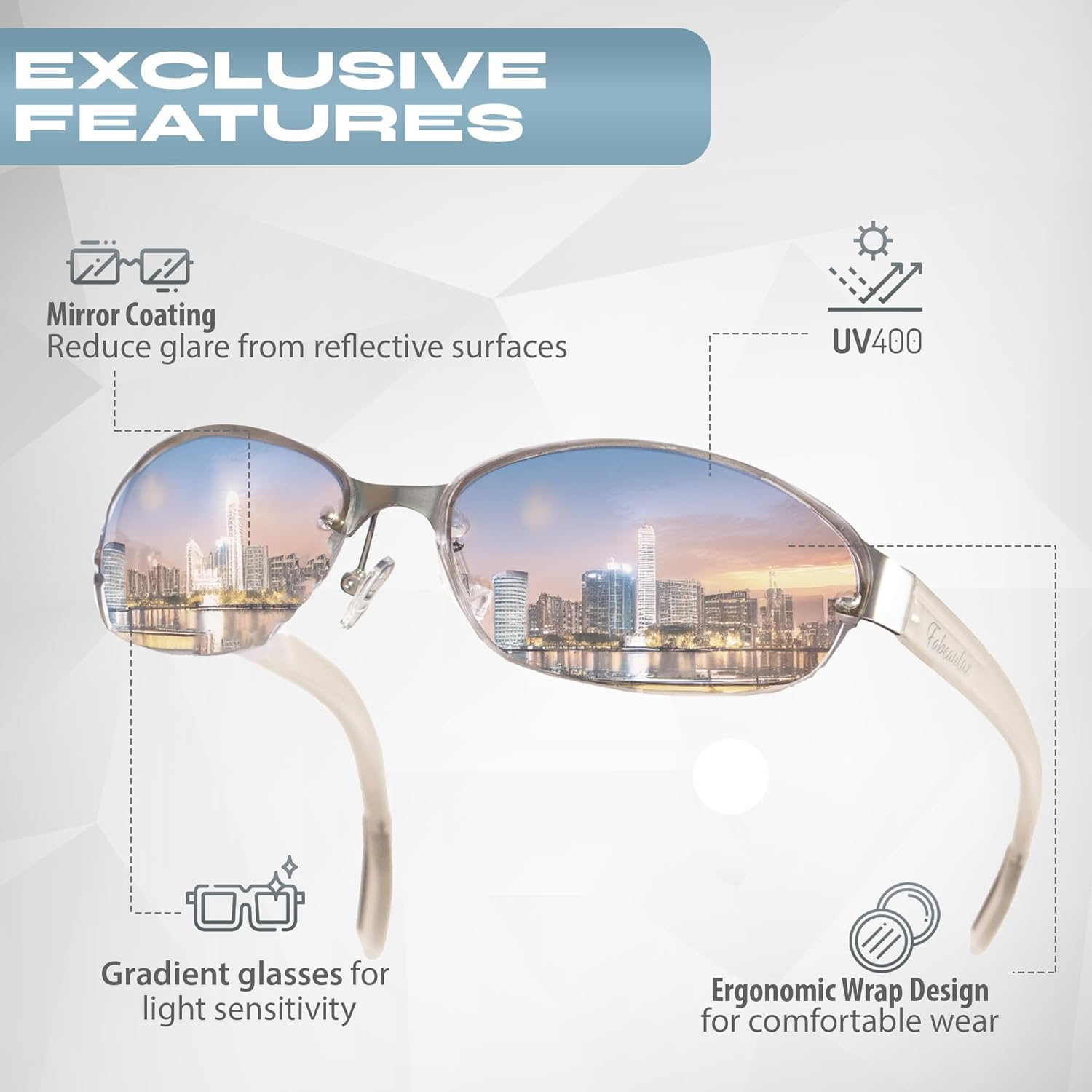 FBL Semi-Rimless Clear Smoke Tinted Eyeglasses Wrap Sunglasses A216 - Image 2