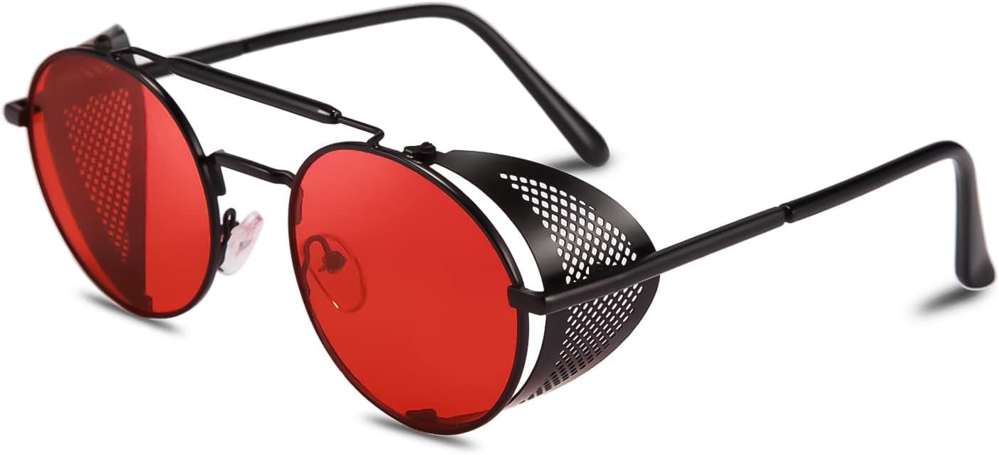 FEISEDY Steam Punk Sunglasses for Men Women Side Shield Round Steampunk Vintage Glasses Shades B2518 - Image 10