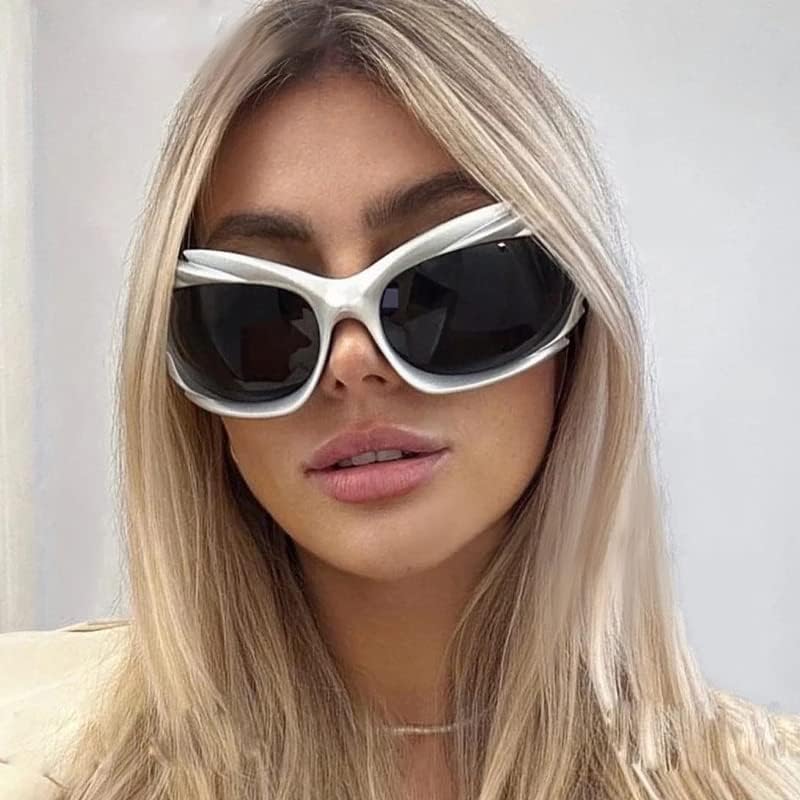 FEISEDY Wrap Around Y2K Sunglasses for Men Women Oversized Swift Oval Futuristic Shades B9102 - Image 4