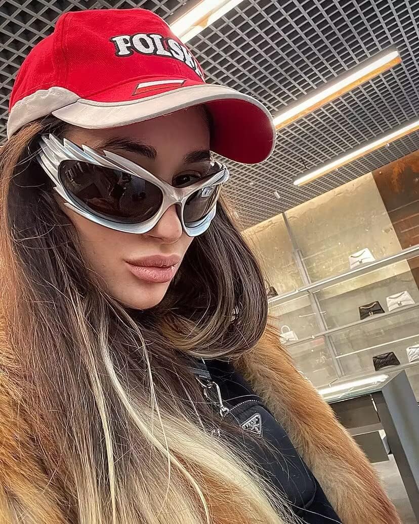 FEISEDY Wrap Around Y2K Sunglasses for Men Women Oversized Swift Oval Futuristic Shades B9102 - Image 3