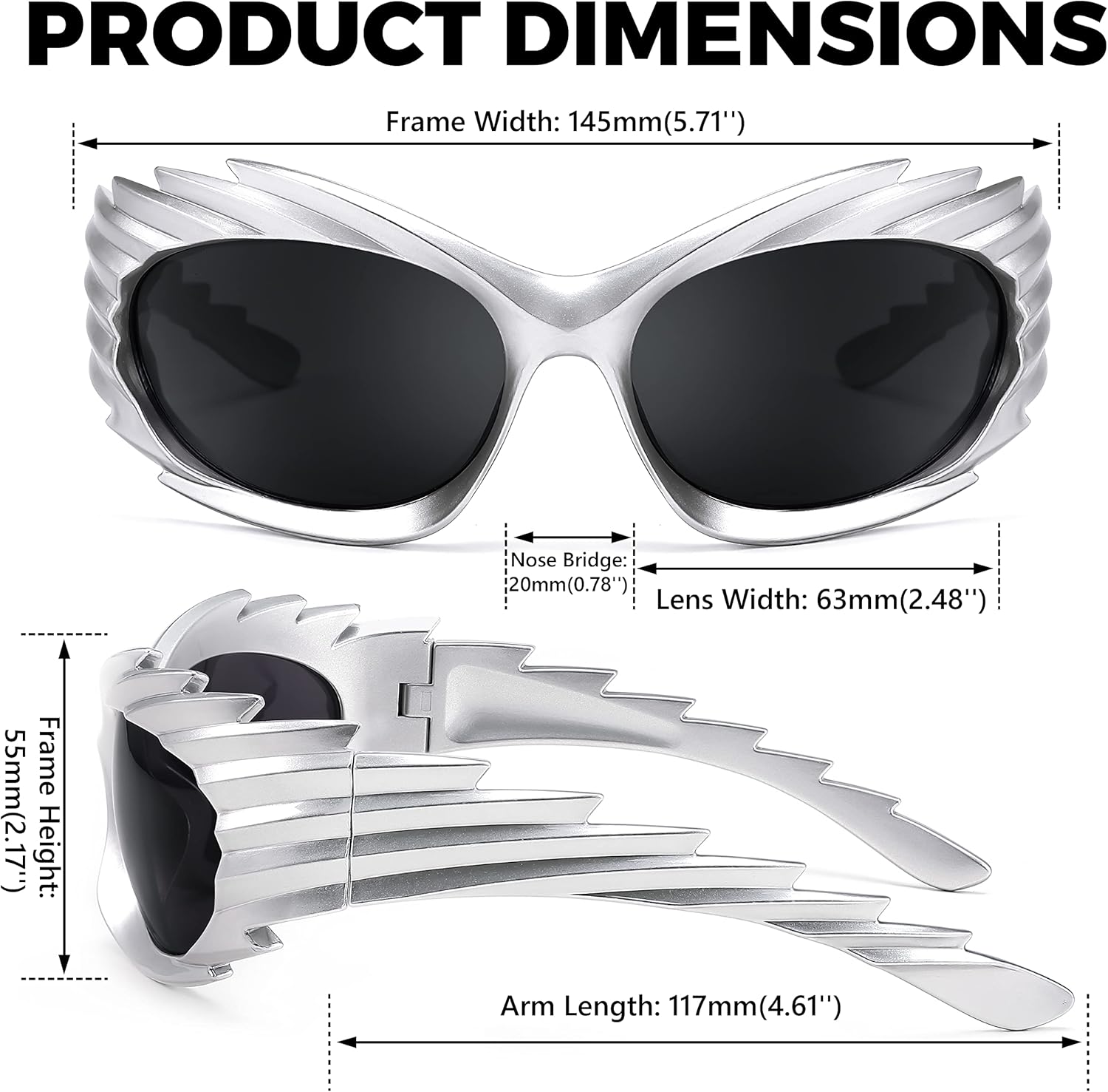 FEISEDY Wrap Around Y2K Sunglasses for Men Women Oversized Swift Oval Futuristic Shades B9102 - Image 6