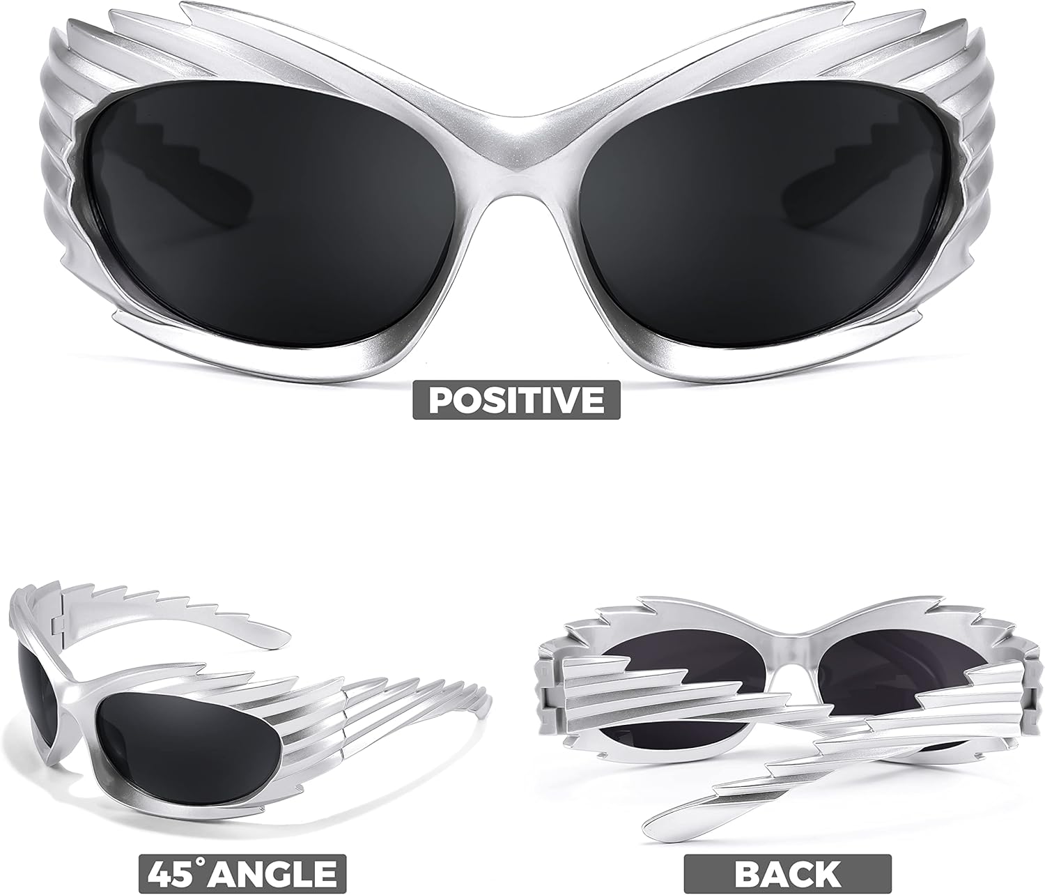FEISEDY Wrap Around Y2K Sunglasses for Men Women Oversized Swift Oval Futuristic Shades B9102 - Image 2