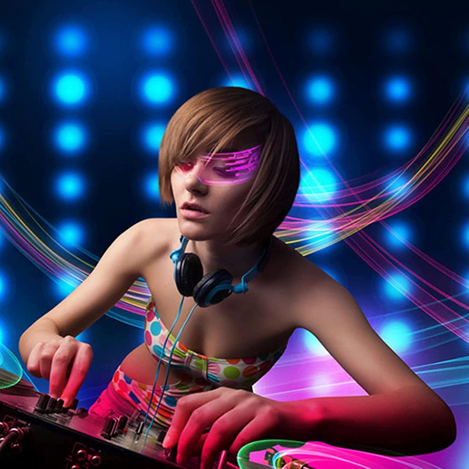 Fency LED Light Up Glasses, LED Visor, Luminous, Cyberpunk Futuristic Cosplay Glasses for Adults - Image 3