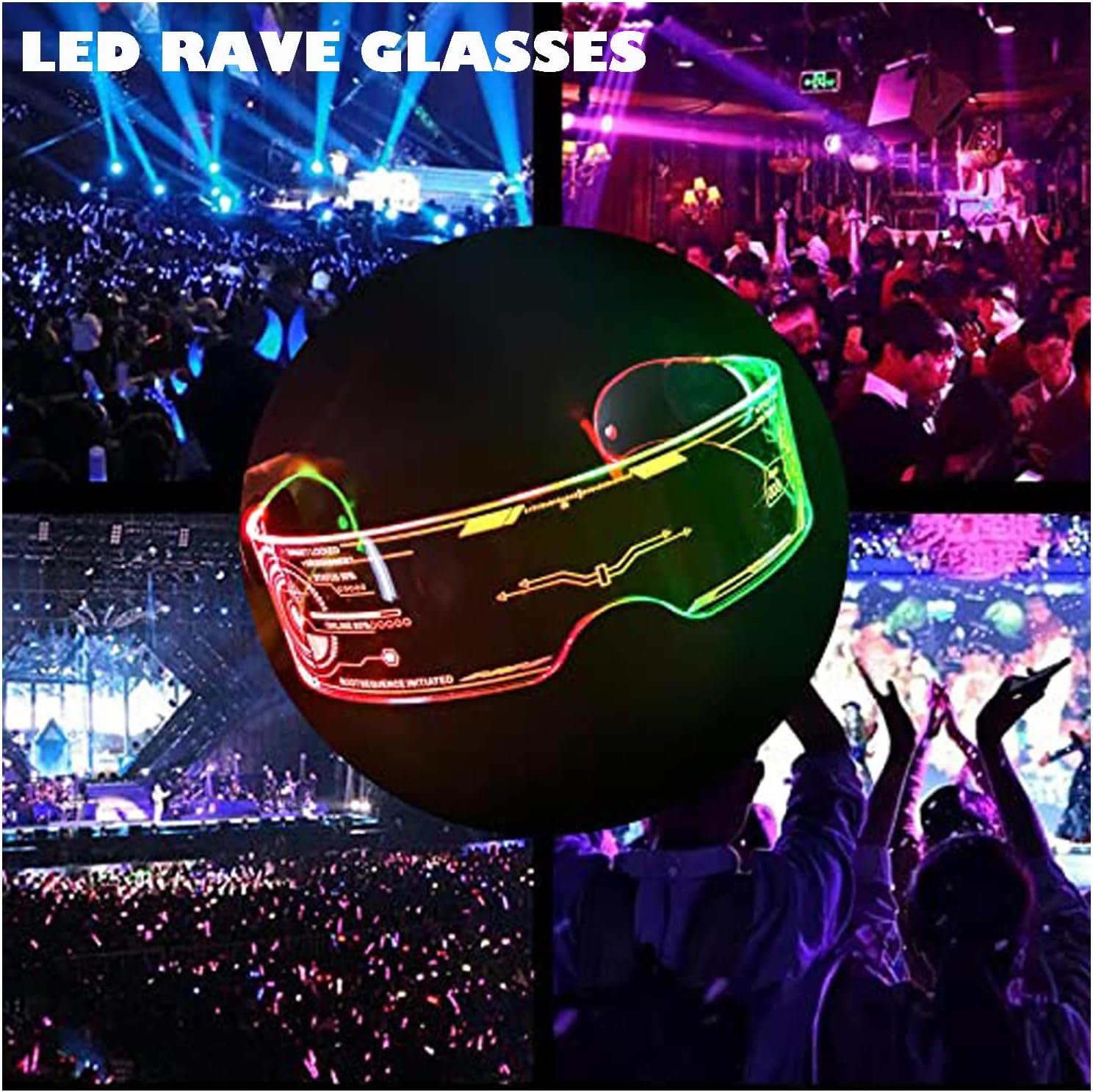 Fency LED Light Up Glasses, LED Visor, Luminous, Cyberpunk Futuristic Cosplay Glasses for Adults - Image 2