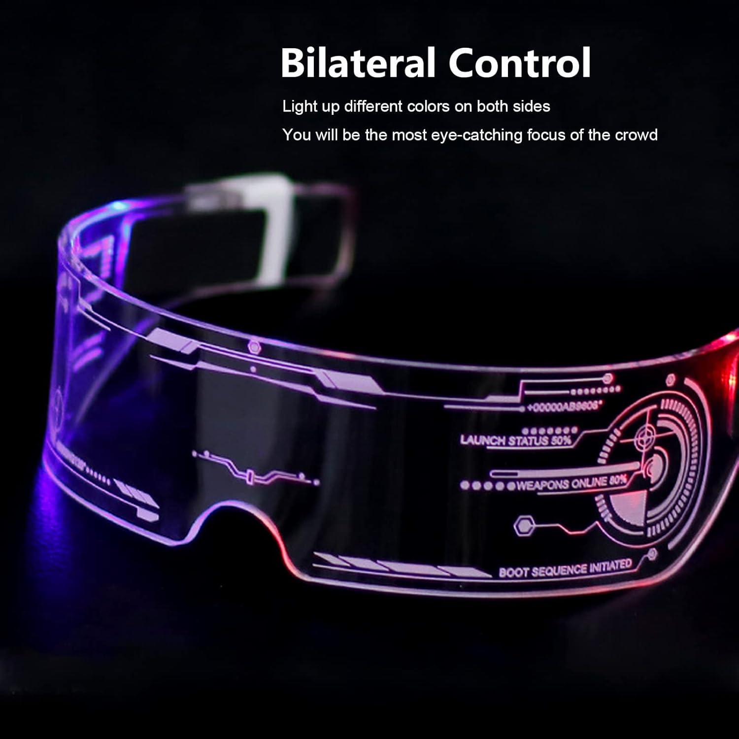 Fency LED Light Up Glasses, LED Visor, Luminous, Cyberpunk Futuristic Cosplay Glasses for Adults - Image 5