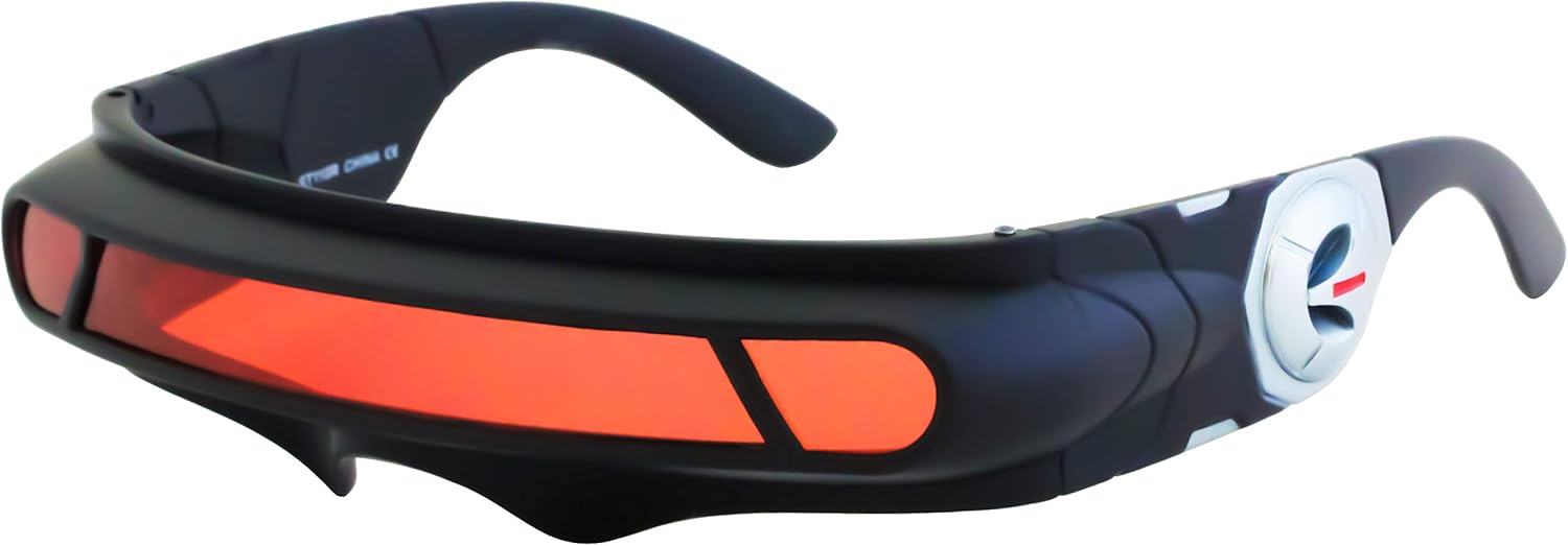 FLAWLESS EYEWEAR Futuristic Space Alien Costume Party Cyclops Shield Colored Mirror Mono Lens Wrap Sunglasses 147mm