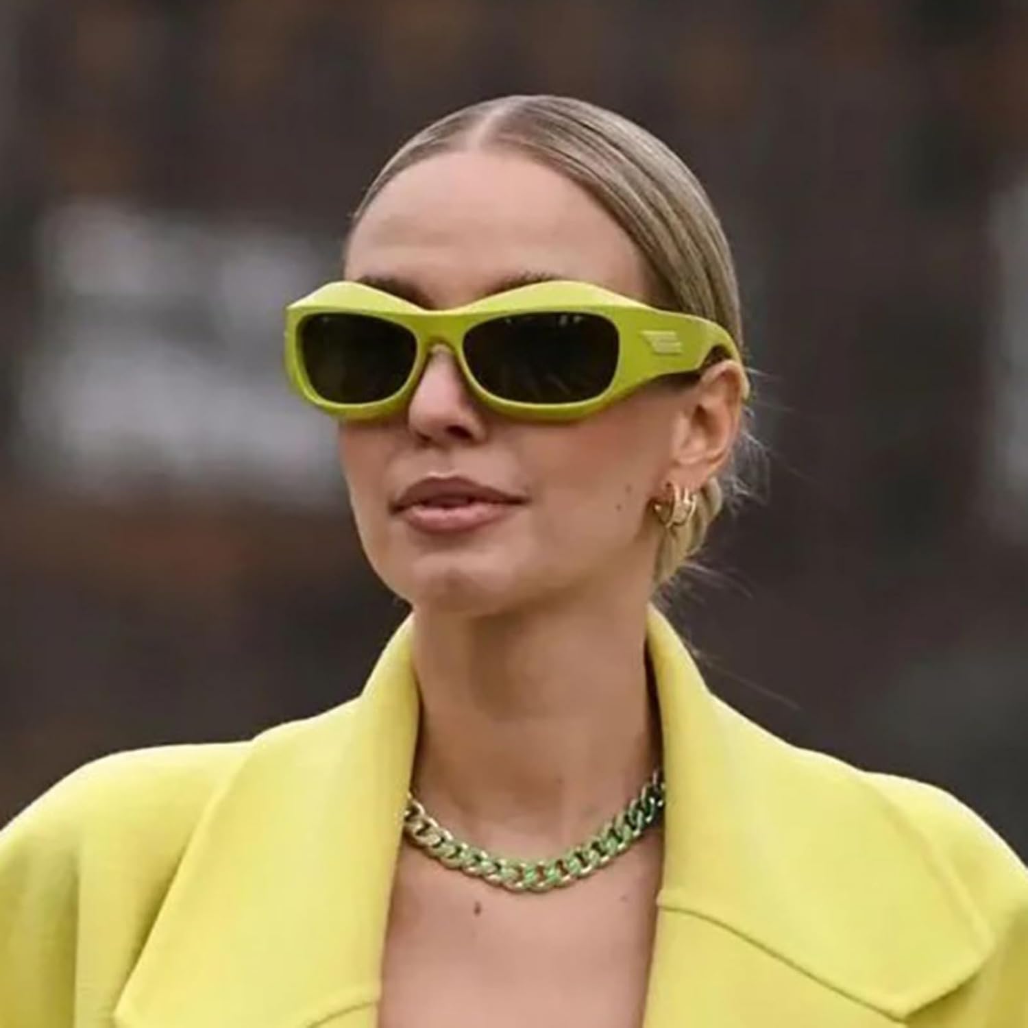 Futuristic Sunglasses, Punk Hip Hop Spicy Girl Instagram, Internet Celebrity, Sunglasses, Cross border Glasses for Men and Women (Avocado Green) - Image 3