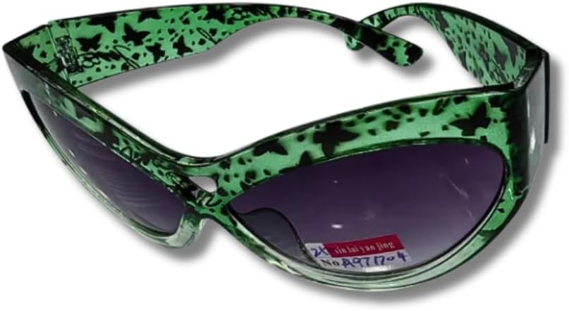 Green Speckled Cat-Eye Sunglasses with Purple Gradient Lenses – UV400 Fashion Statement Shades
