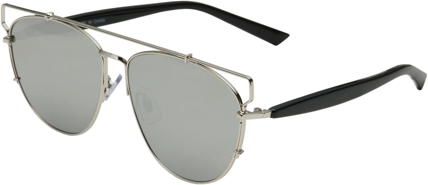 grinderPUNCH Futuristic Metal Contemporary Mirror Flat Lens Aviator Sunglasses - Image 2