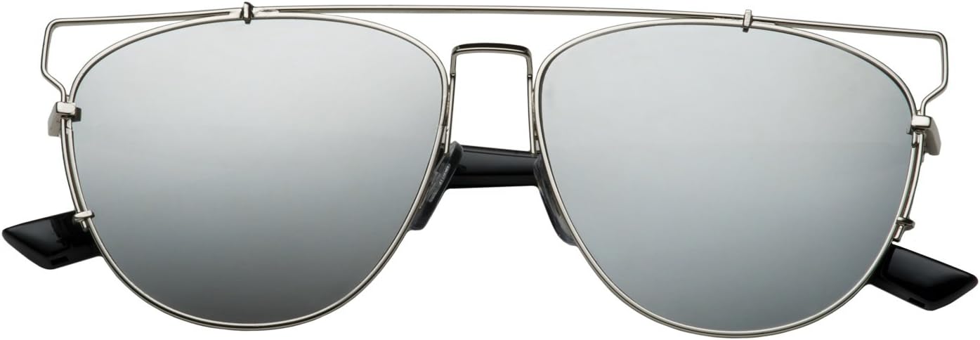 grinderPUNCH Futuristic Metal Contemporary Mirror Flat Lens Aviator Sunglasses