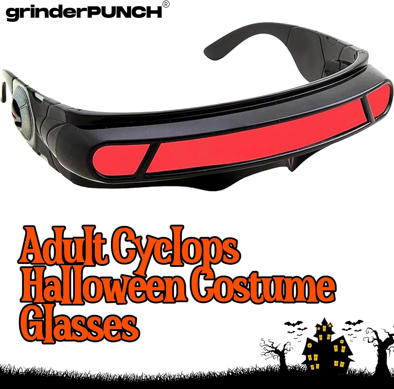 grinderPUNCH Futuristic Space Alien Costume Sunglasses Cyclops Shield Party Mirror Mono Lens - Image 2