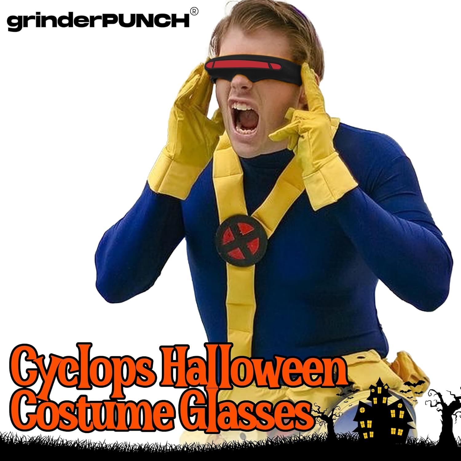grinderPUNCH Futuristic Space Alien Costume Sunglasses Cyclops Shield Party Mirror Mono Lens - Image 4