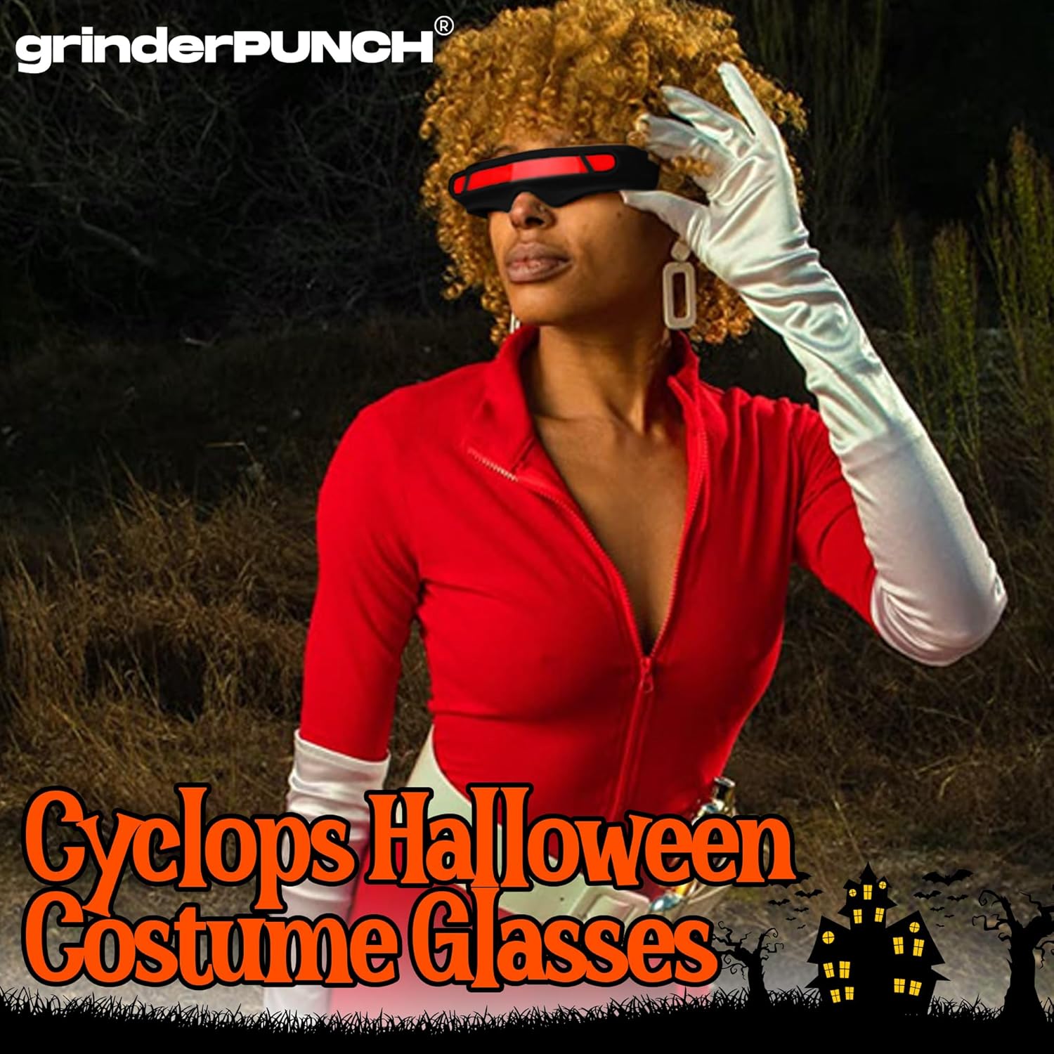 grinderPUNCH Futuristic Space Alien Costume Sunglasses Cyclops Shield Party Mirror Mono Lens - Image 5