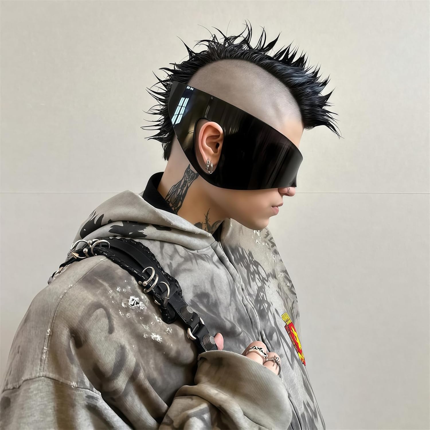 GUVIVI Futuristic Sunglasses for Men Women Oversized Wrap Around Shield Fashion Chic Mask Plastic Sun Glasses Shades - Image 3