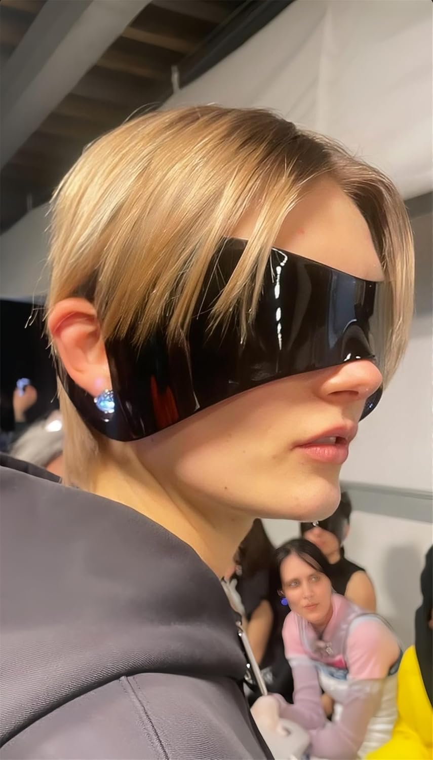 GUVIVI Futuristic Sunglasses for Men Women Oversized Wrap Around Shield Fashion Chic Mask Plastic Sun Glasses Shades - Image 8