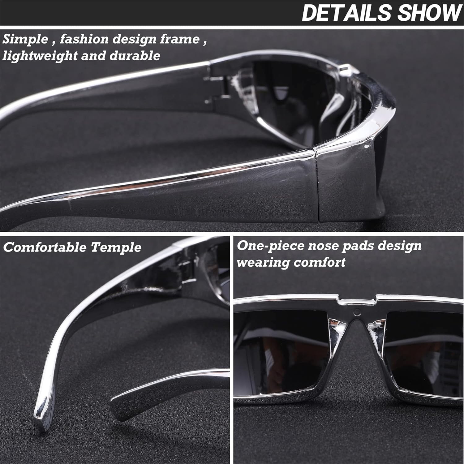 GUVIVI Wrap Around Trendy Sunglasses For Womens Men Fashion Futuristic Rectangle Sunglasses Thick Chunky Sun Glasses Eyewear - Image 5