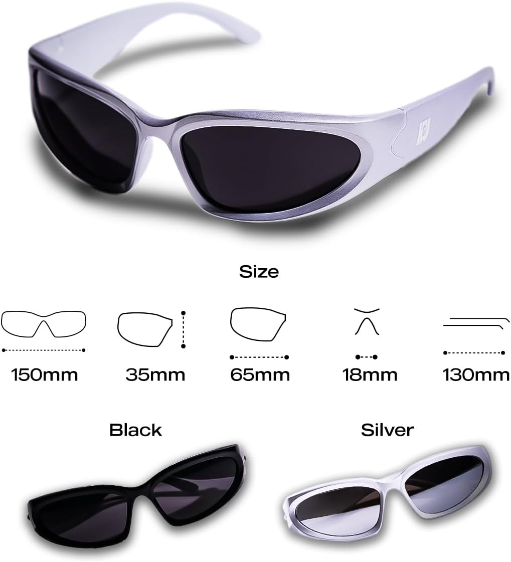 Hero and Villain Y2K Wrap Around Retro Fashion Sunglasses Aesthetic Eyewear Sports Vintage Trendy Shades Accessory Men Women - Image 2