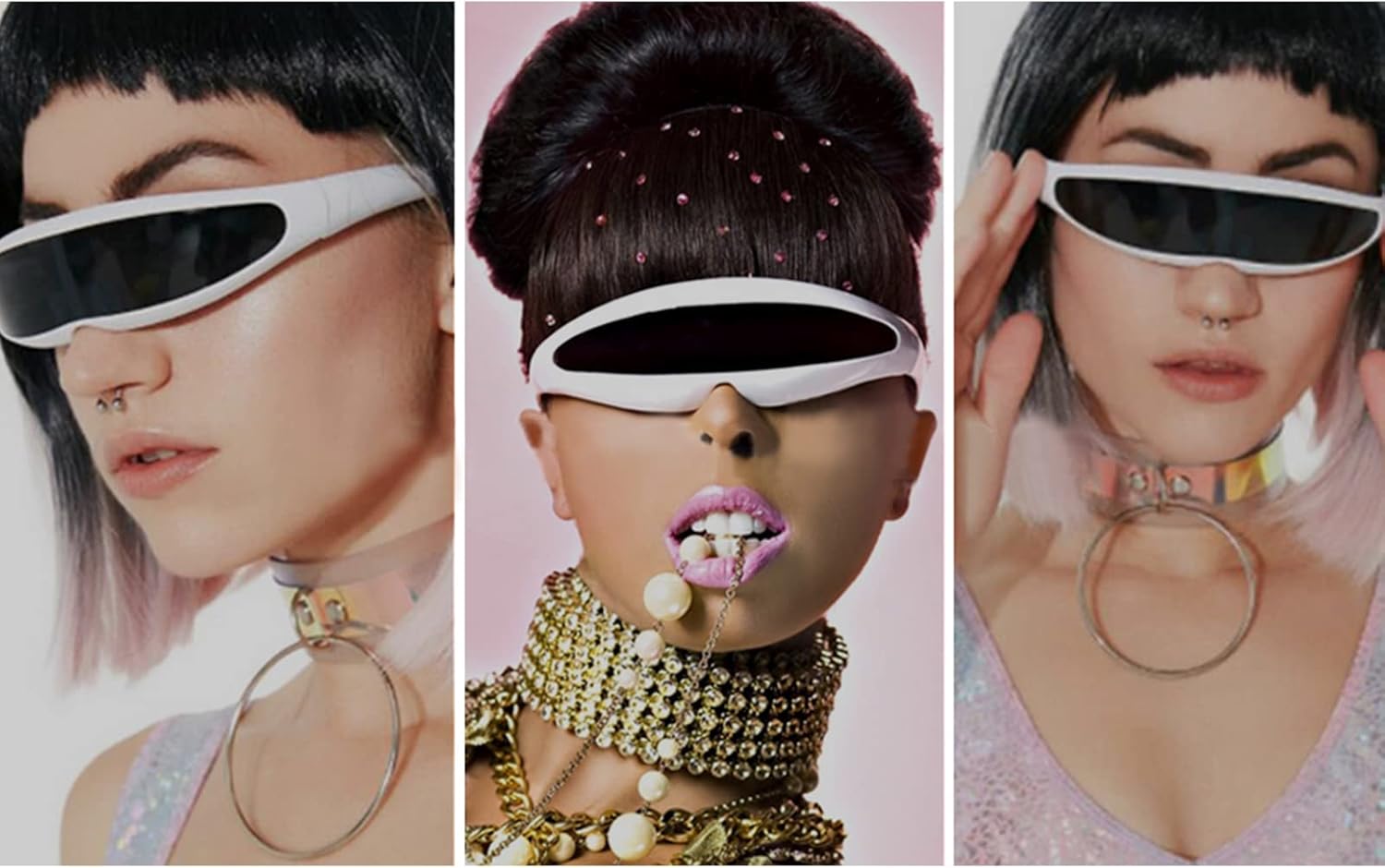 KFPH Futuristic Narrow Sunglasses Robot Space Rave Futuristic Glasses Personality Cosplay Cyclops Cool Glasses - Image 7