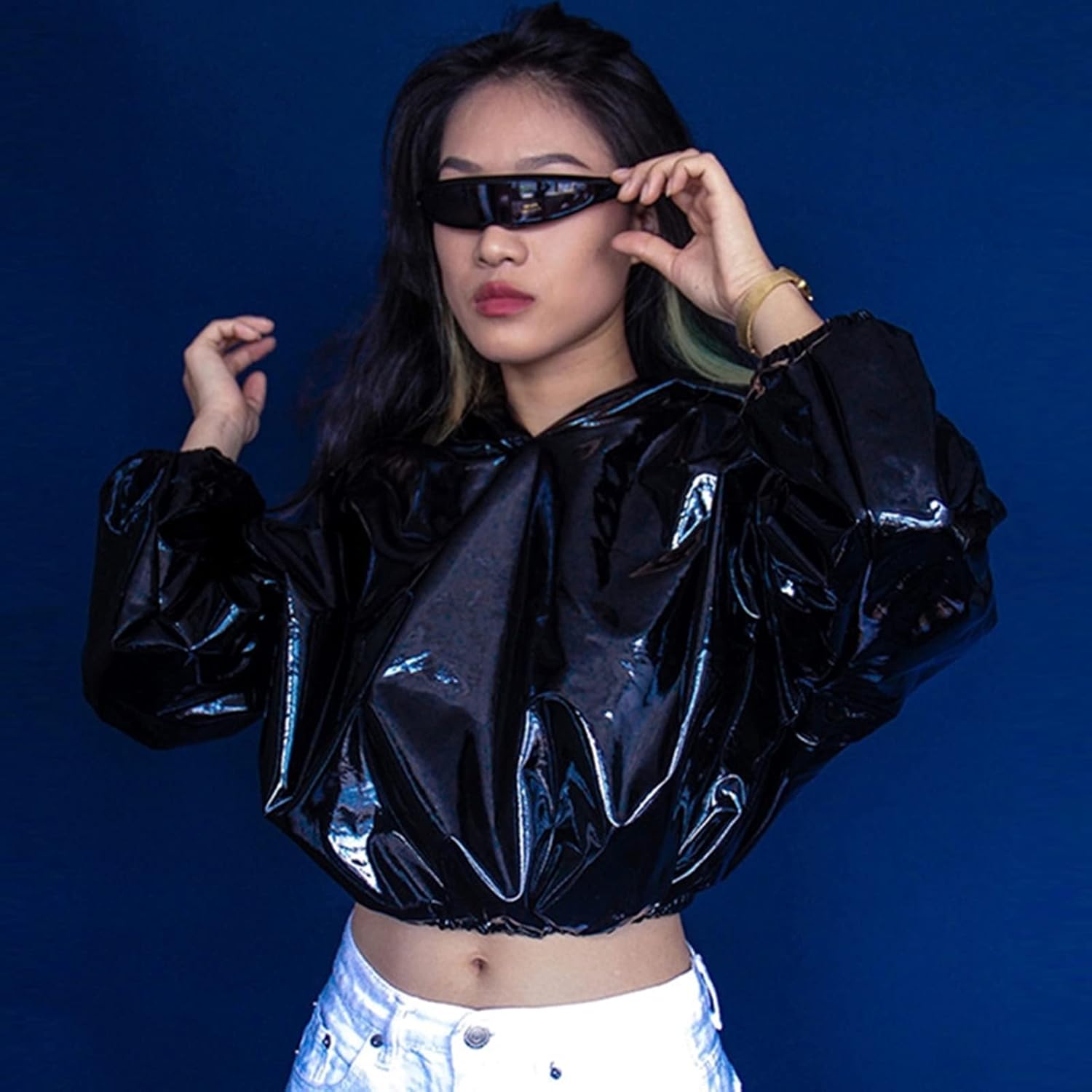 KFPH Futuristic Narrow Sunglasses Robot Space Rave Futuristic Glasses Personality Cosplay Cyclops Cool Glasses - Image 6