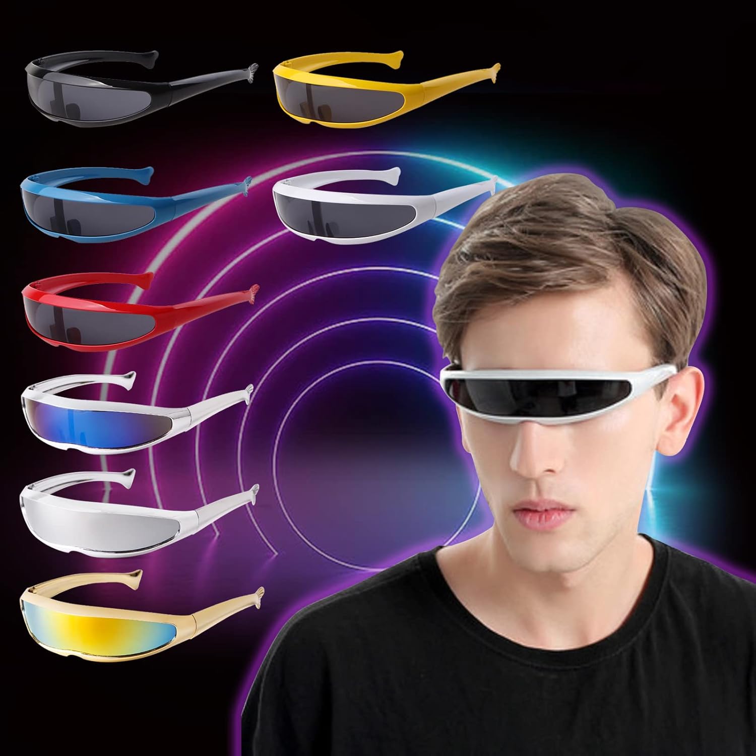 KFPH Futuristic Narrow Sunglasses Robot Space Rave Futuristic Glasses Personality Cosplay Cyclops Cool Glasses - Image 8
