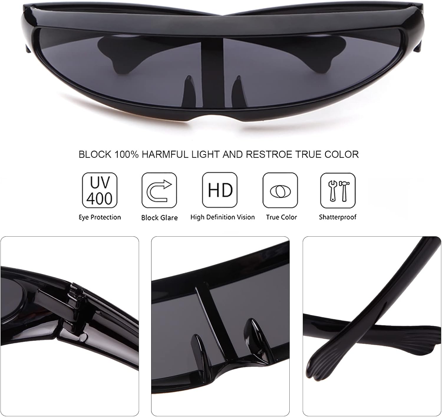 KFPH Futuristic Narrow Sunglasses Robot Space Rave Futuristic Glasses Personality Cosplay Cyclops Cool Glasses - Image 5
