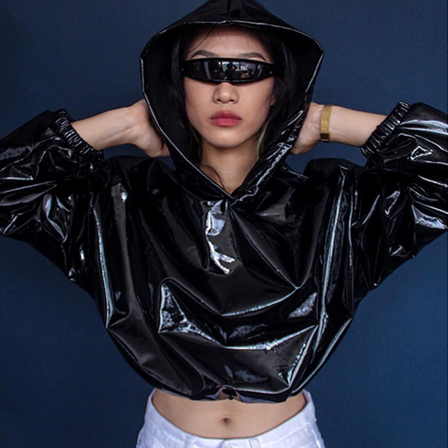KFPH Futuristic Narrow Sunglasses Robot Space Rave Futuristic Glasses Personality Cosplay Cyclops Cool Glasses - Image 4