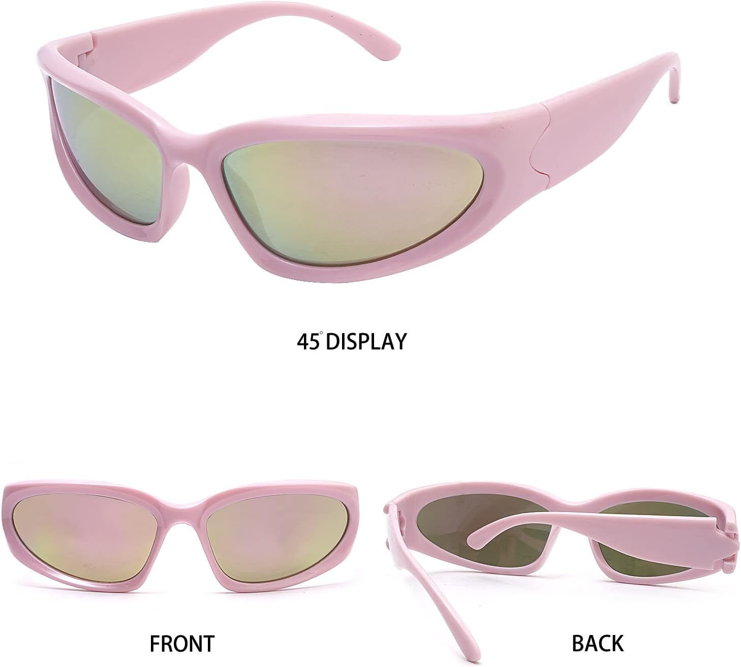 knliwkm 3 Pairs Oval Sporty Wrap Around Sunglasses Y2K Futuristic Glasses Shades for Women Men Trendy Fashion Silver - Image 7
