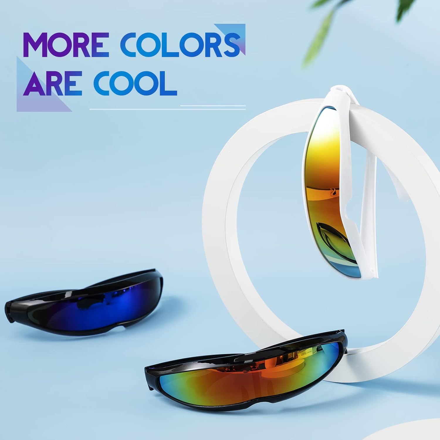 Konohan 8 Pairs Futuristic Sunglasses Color Mirror Lens Narrow Visor Sunglasses Future Glasses Space Glasses for Women Men - Image 6
