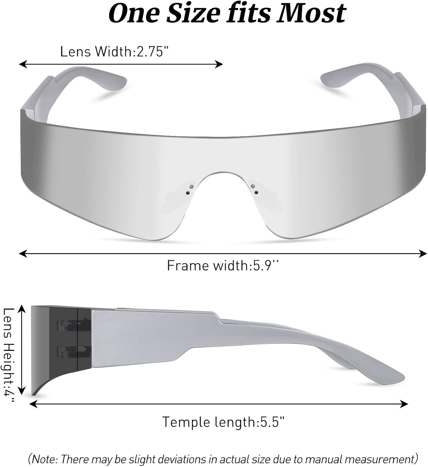 milramtob Futuristic Wrap Around Sunglasses Y2K Silver Trendy Rimless Glasses Cyberpunk Eyewear for Women Men Rave Party - Image 2