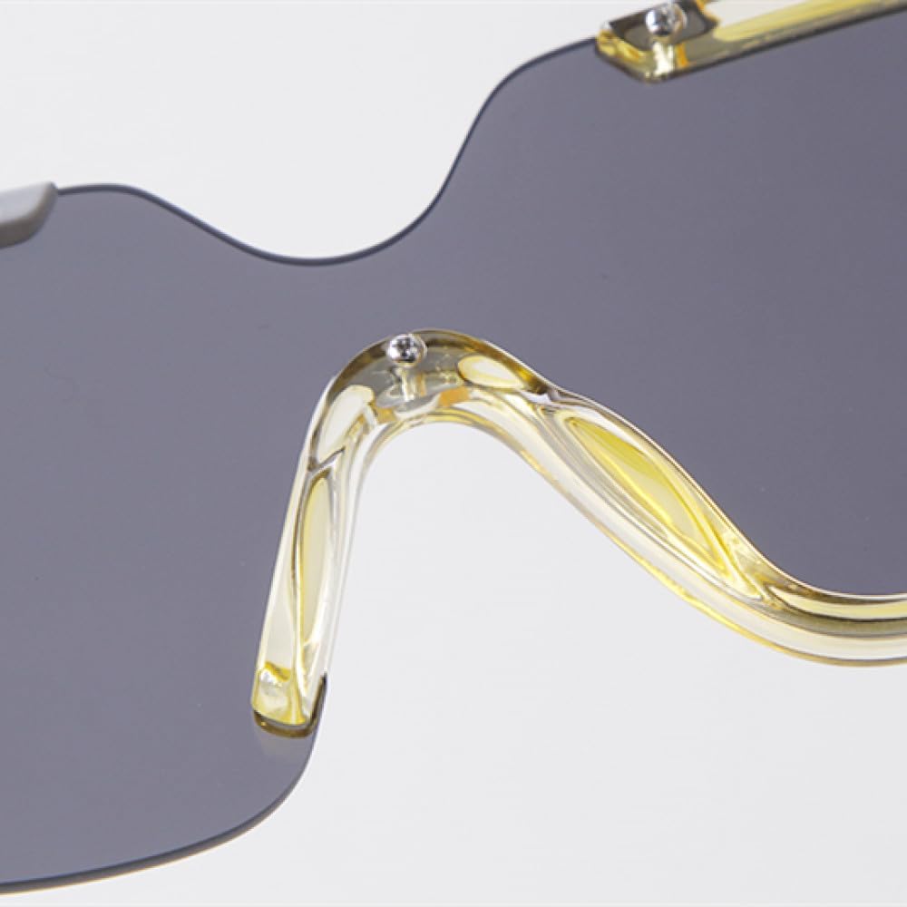 MUTYNE Fashion Rivet One Piece Sunglasses Women Men Trendy Futuristic Oversized Green Siamese Sun Glasses - Image 4